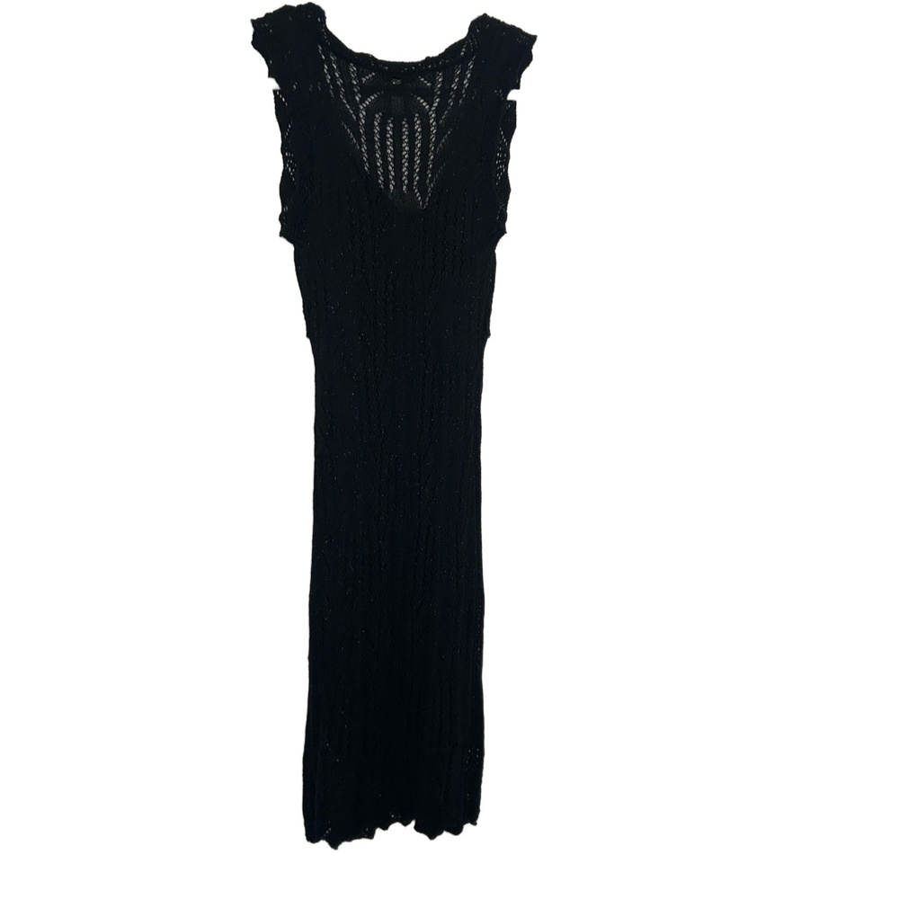 Guess Black Sleeveless Open Knit Shimmer Midi Dress Size M - Picture 4 of 7